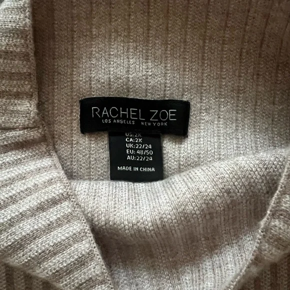 Rachel Zoe taupe/khaki/white striped mock neck sweater, size 2x - Picture 2 of 7